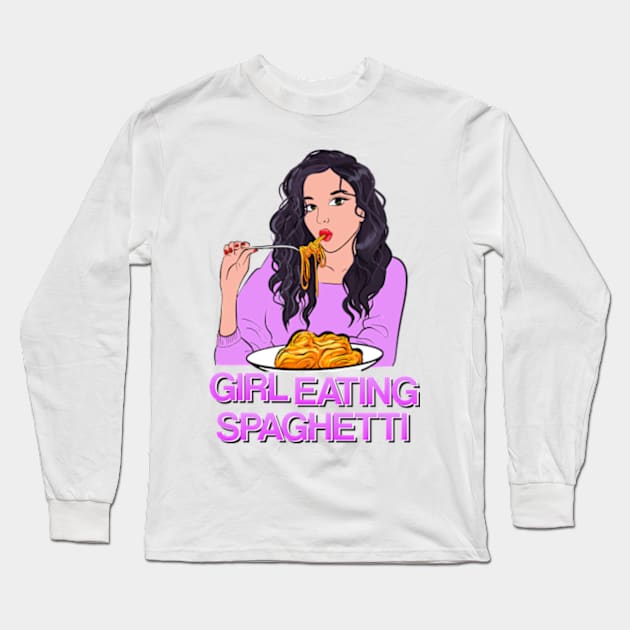 Girl Eating Spaghetti - latest trend design Long Sleeve T-Shirt by KontrAwersPL